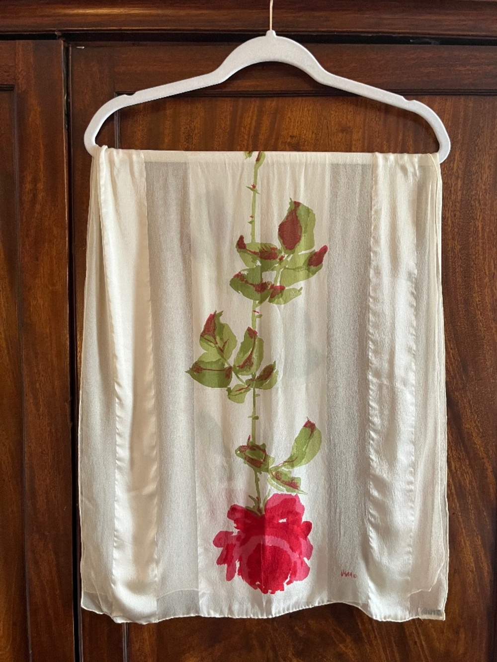 Vintage 100% Silk Rose Scarf